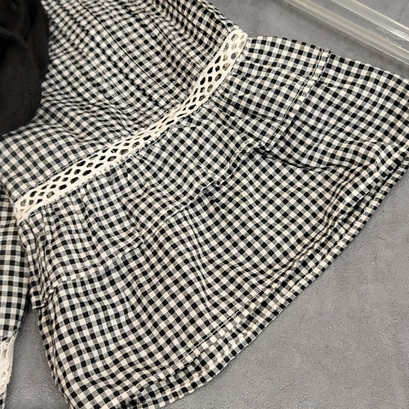 Free People Black White Baby Doll Dress Lace M - Picture 5 of 8